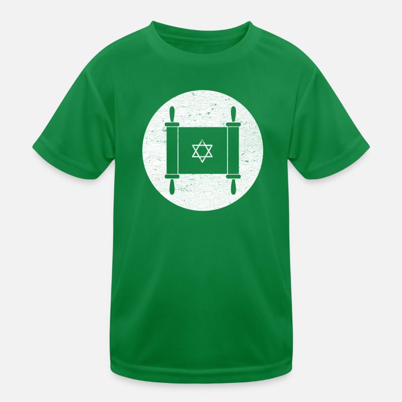 Torah scroll in a white circle Kids Functional T-Shirt