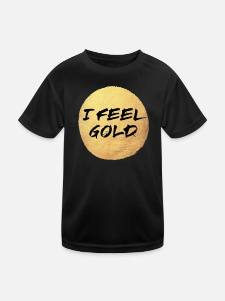 Gold Yoga Circle Sun Feeling Exclusive Meditation - Kids Functional T-Shirt - black - Front