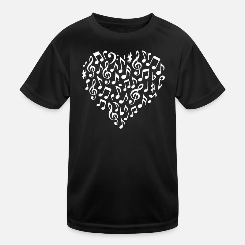 Musical Heart Pattern for Creative Souls - Kids Functional T-Shirt - black