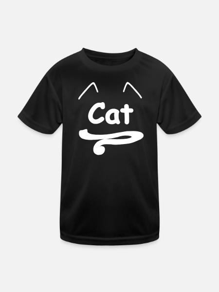 Katzen schwanz mit Spruch"Cat" Minimalstil - Kinder Funktions-T-Shirt - Schwarz - Vorne
