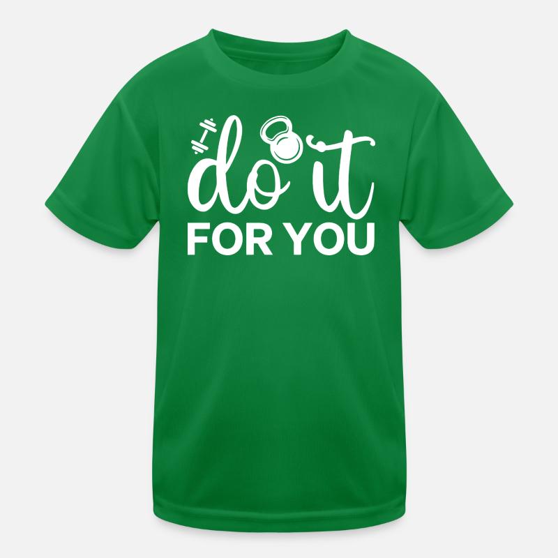 Motivational Fitness Script with Kettlebell Icon Kids Functional T-Shirt