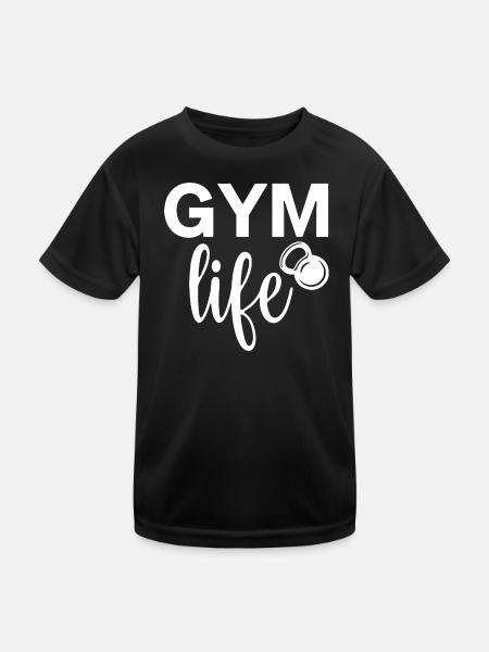 Fitnessstudio-ähnliches Fitness-Motivationsdesign - Kinder Funktions-T-Shirt - Schwarz