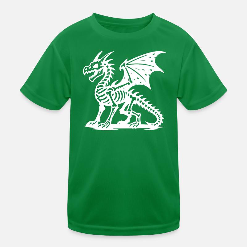 Mythical Dragon Skeleton Illustration Kids Functional T-Shirt