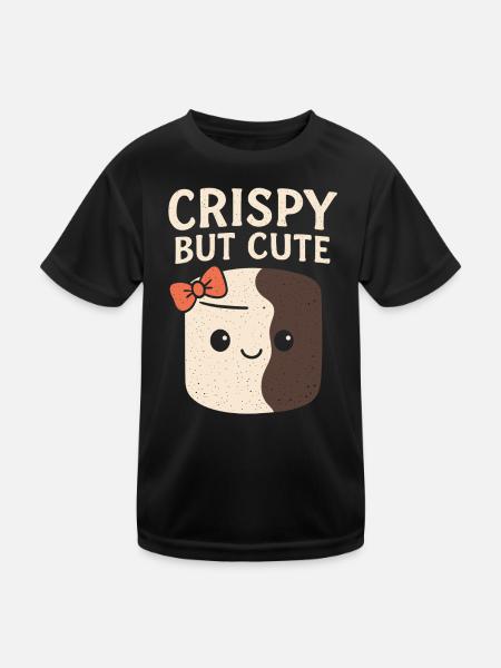Crispy but cute - Marshmallow Humor - Kids Functional T-Shirt - black - Front