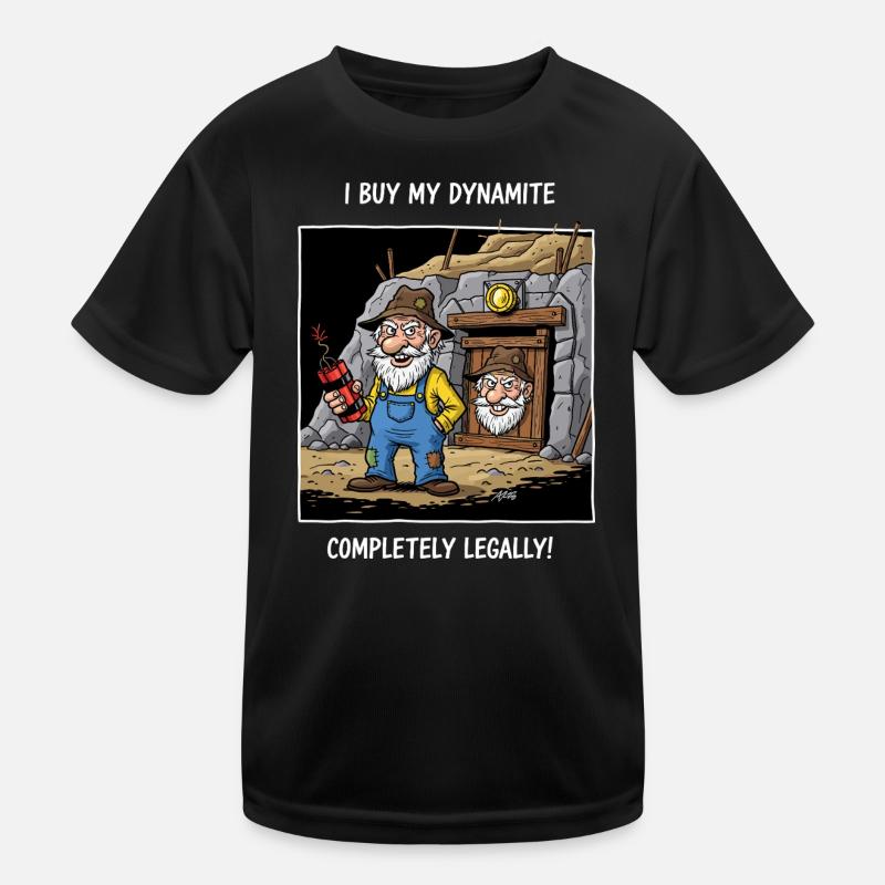 Dynamit-Miner ! - Kinder Funktions-T-Shirt - Schwarz