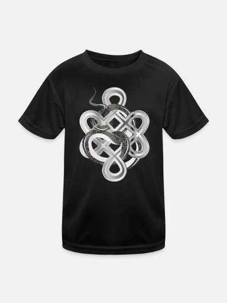 Schlangen-Knoten in Silberoptik – mystisch & edel - Kinder Funktions-T-Shirt - Schwarz - Vorne