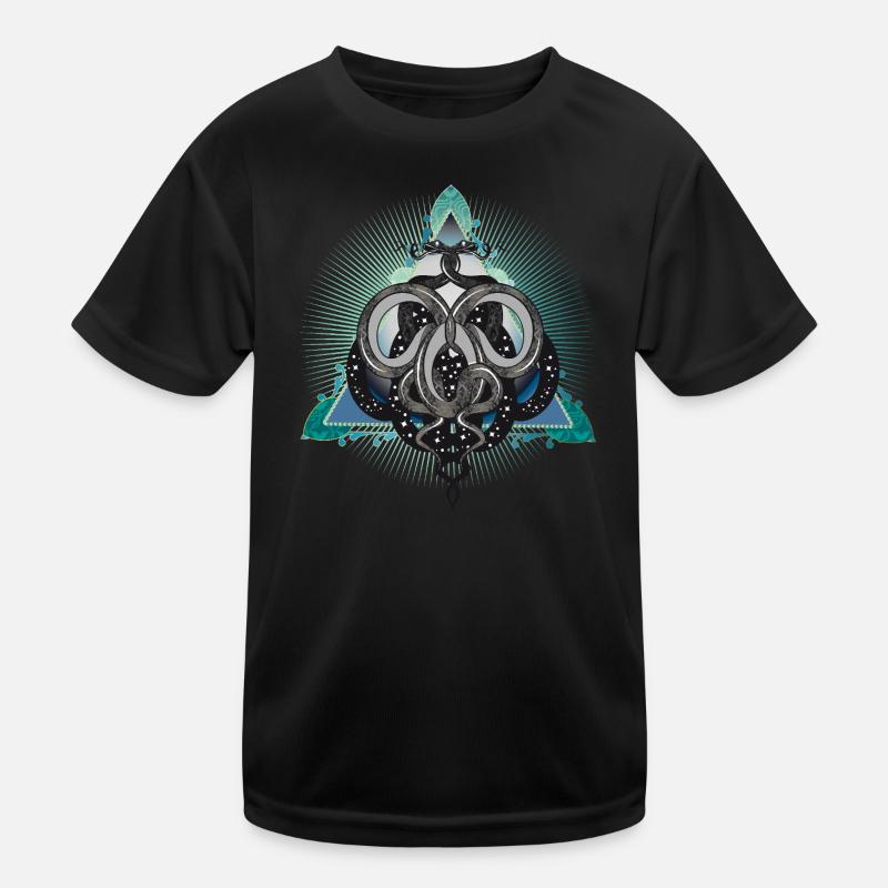 Mystisches Schlangen-Symbol mit Sternen im Dreieck Kinder Funktions-T-Shirt