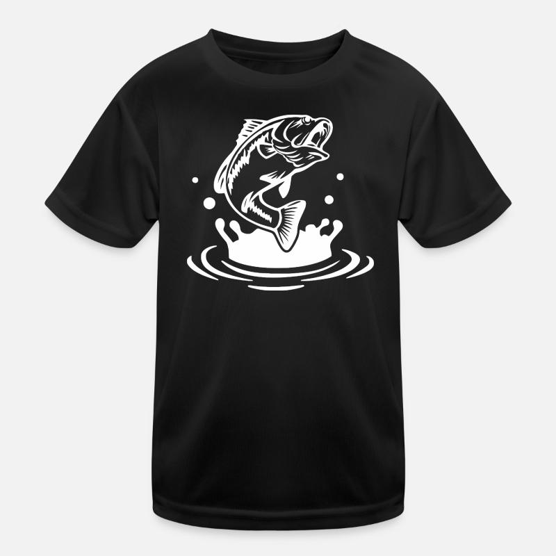 Dynamic Fish Jump Illustration - Kids Functional T-Shirt - black