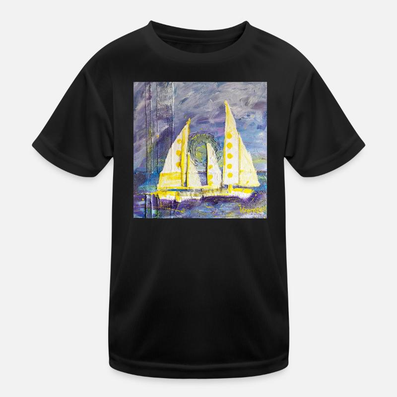 Farbenfroher Segelboot-Motiv im Expressionismus Kinder Funktions-T-Shirt