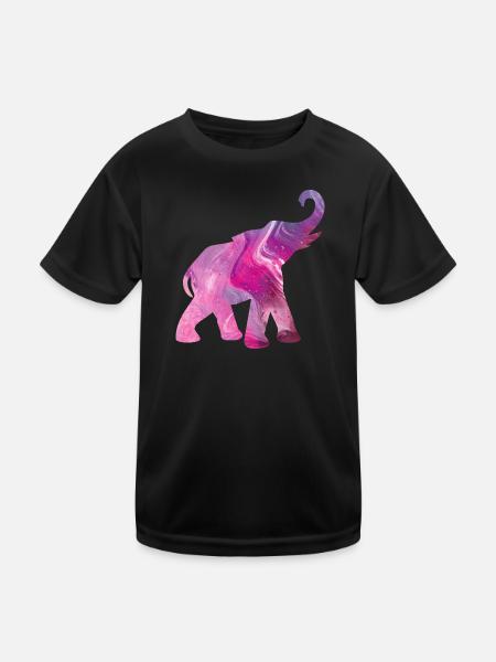 Elefant Yoga Muster Farbe Aquarell Energie om Fan - Kinder Funktions-T-Shirt - Schwarz