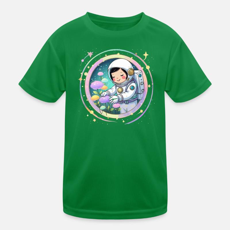 Astronautenmädchen mit Pilzen – Süßes Space-Design Kinder Funktions-T-Shirt