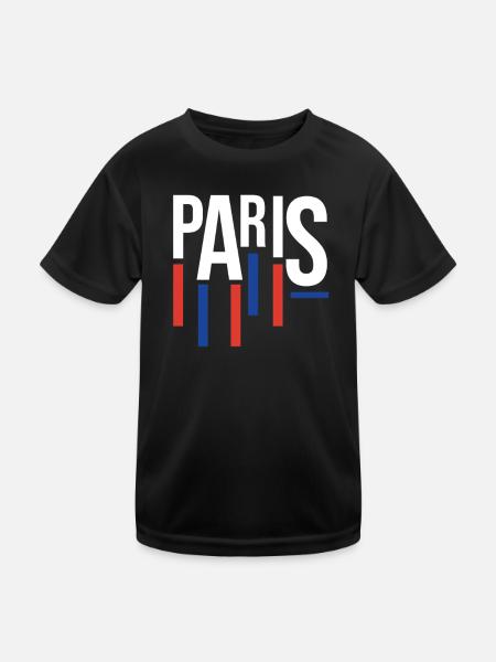 Souvenir Bleu Rouge Paris - Hommage à la France - T-shirt sport Enfant - noir - Devant