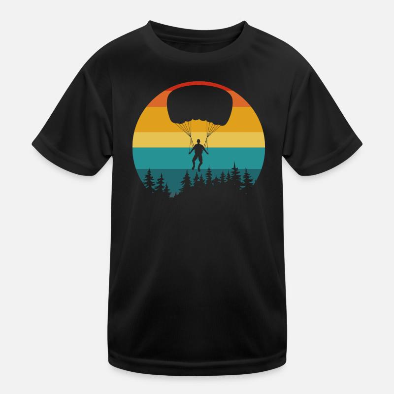 Skydiver silhouette retro nature Kids Functional T-Shirt
