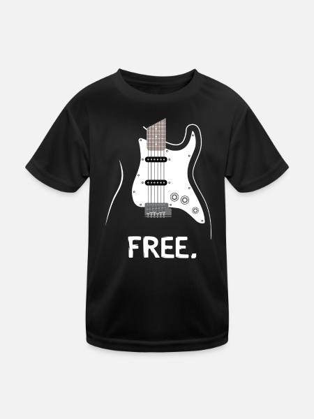 Electric Guitar Free Rock Music Design - Kids Functional T-Shirt - black