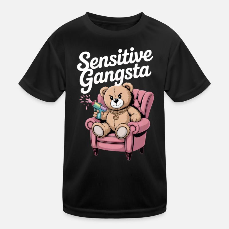 Sensitive Gangsta Teddy Edition Kids Functional T-Shirt