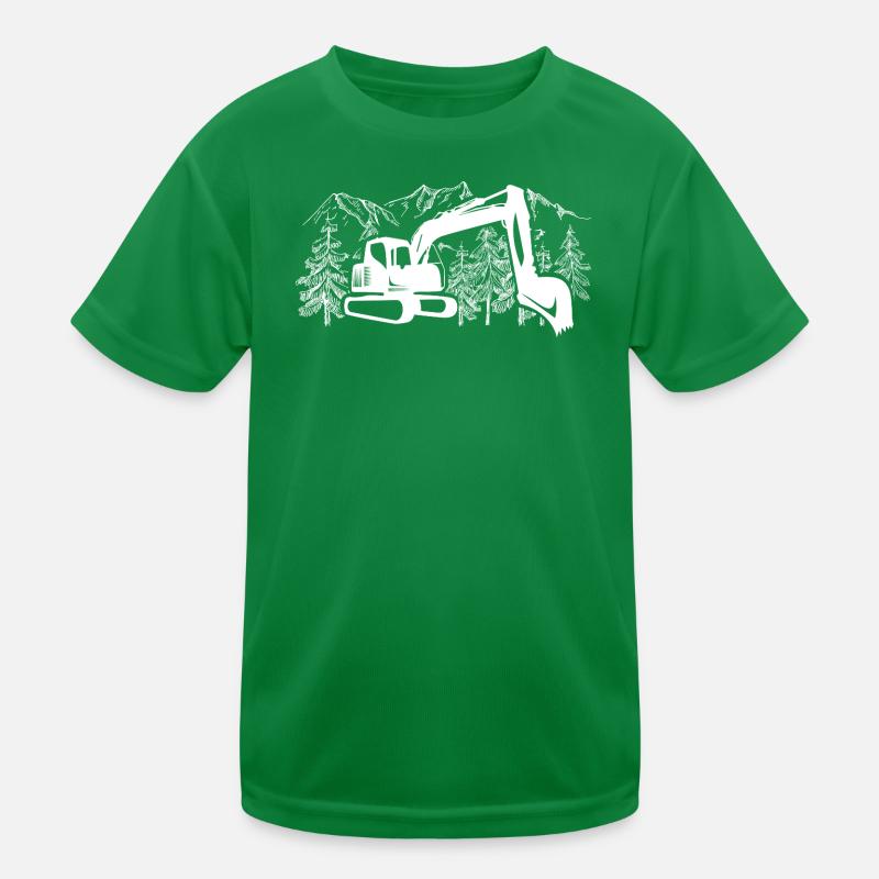 Bagger Silhouette Baugeräteführer Arbeit Kinder Funktions-T-Shirt