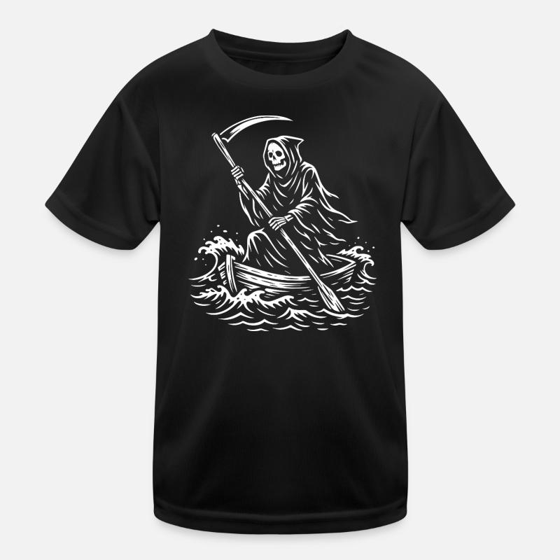 Makabres Sensenmann-Bootsdesign Kinder Funktions-T-Shirt