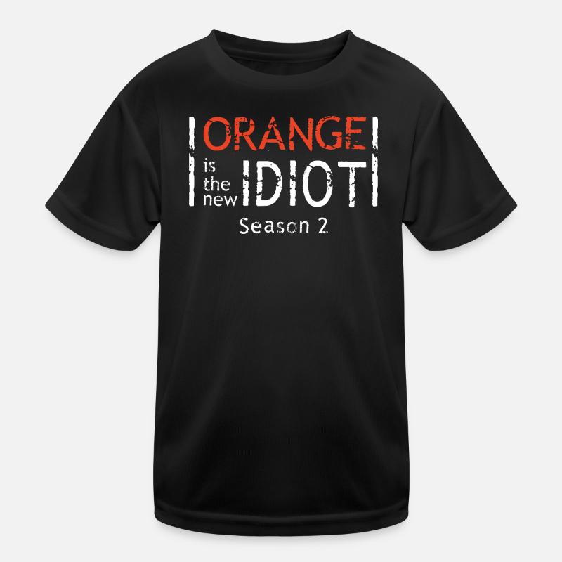 Jagged Orange Text Motif Design Kids Functional T-Shirt