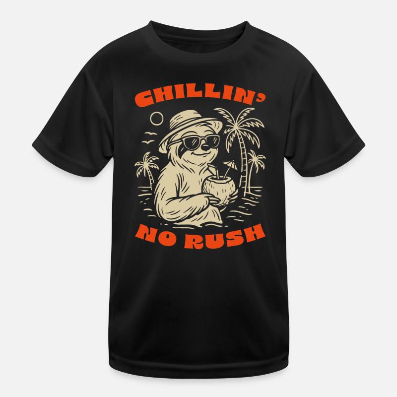 Chillin' Sloth Summer Vibe- No Rush Just Relax Kids Functional T-Shirt