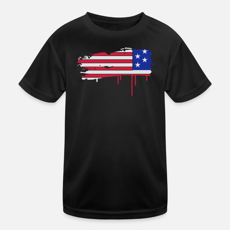 Pinselstrich in US-Flaggenfarben Kinder Funktions-T-Shirt