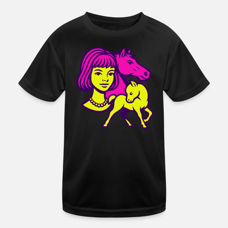 Pferdemädchen Pop-Art Kinder Funktions-T-Shirt