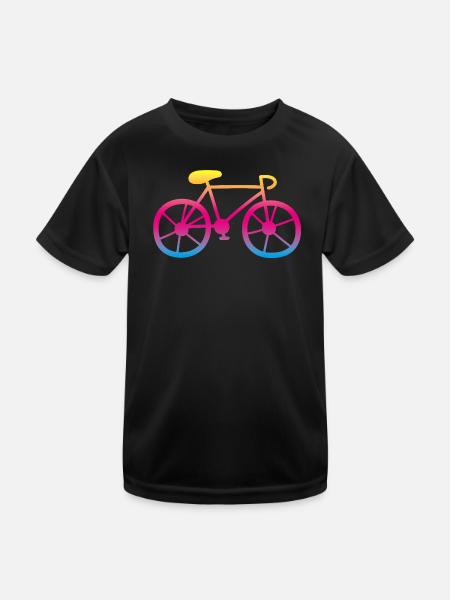 Bicycle Bike Color Rainbow Wheel Cycling Tour - Kids Functional T-Shirt - black - Front