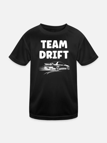 Einfarbiges Drift-Car-Design - Kinder Funktions-T-Shirt - Schwarz - Vorne