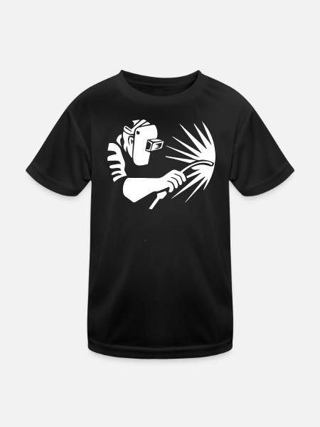 Minimalistischer Schweißer Silhouette Industrie - Kinder Funktions-T-Shirt - Schwarz - Vorne