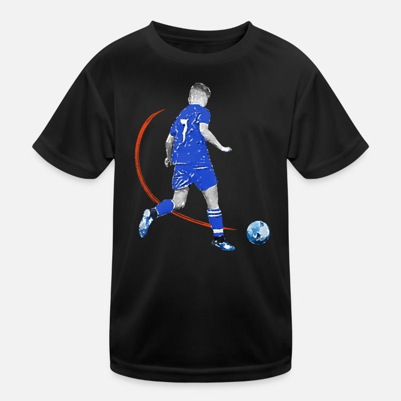 Fussballspieler mit Ball Kinder Funktions-T-Shirt