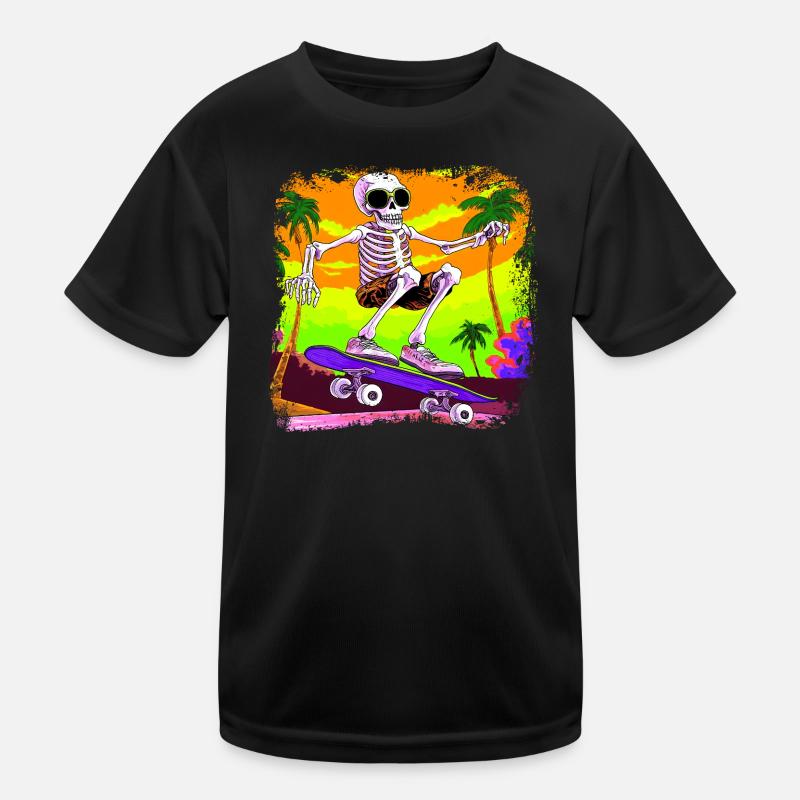 Skelett Skateboarder Kinder Funktions-T-Shirt