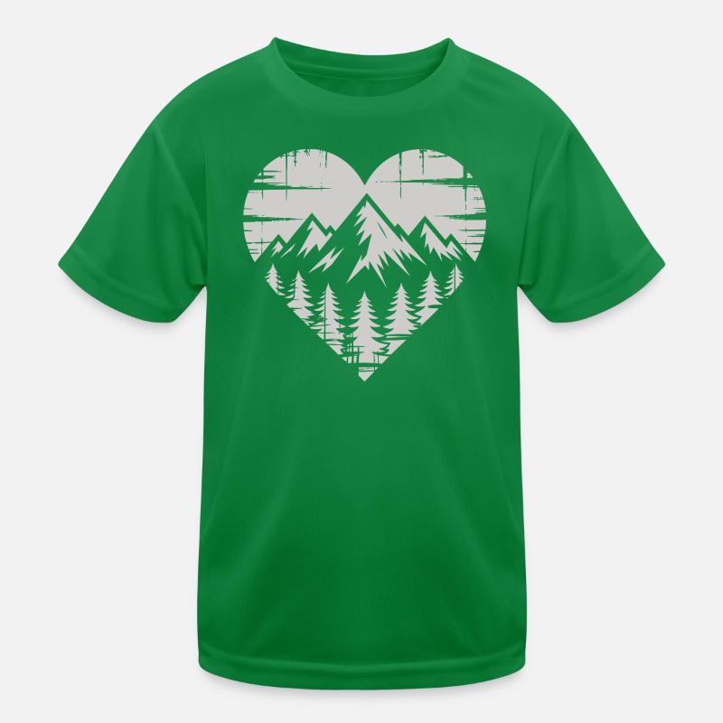 Bergkulisse Herz Design Kinder Funktions-T-Shirt