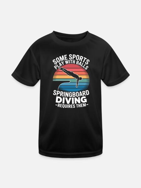 Kunstspringen Turmspringer Sprungbrett - Kinder Funktions-T-Shirt - Schwarz - Vorne