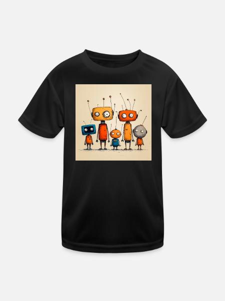 Childish Friendly Robot - Kids Functional T-Shirt - black