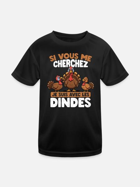 Wenn Du Mich Suchst, Bin Ich Bei Den Puten - Kinder Funktions-T-Shirt - Schwarz - Vorne