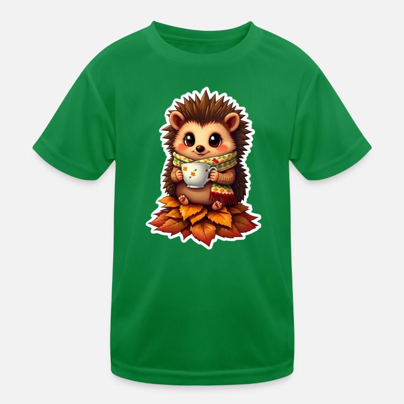Gemütlicher Igel im Herbst Kinder Funktions-T-Shirt