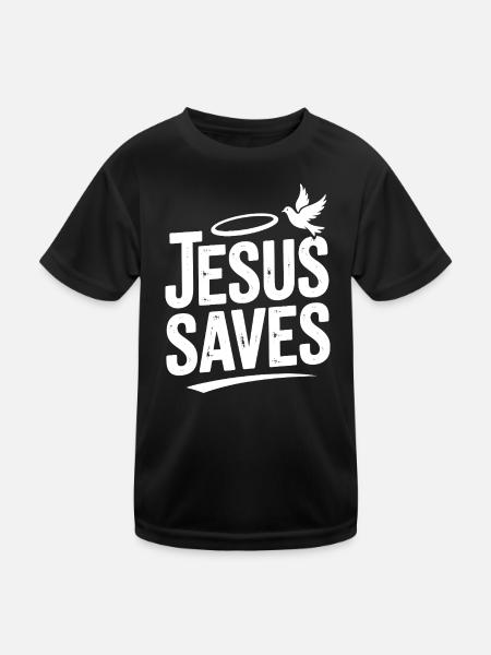 Jesus Saves - Kids Functional T-Shirt - black - Front