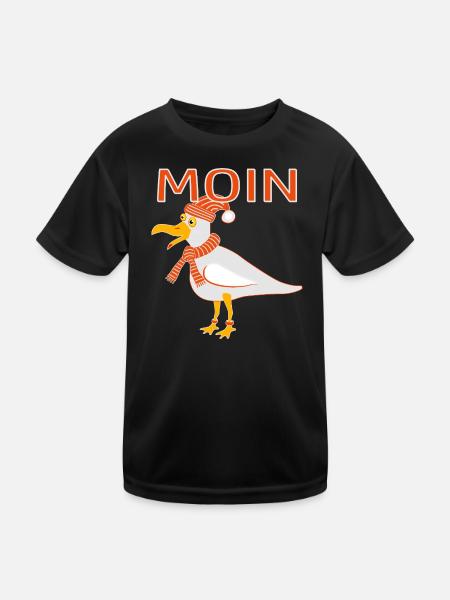 Lustige Möwe mit Mütze - Kinder Funktions-T-Shirt - Schwarz