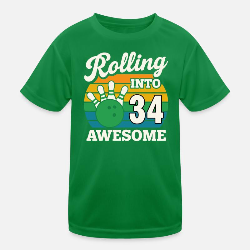 Bowling 34. Geburtstag Feier Grafik Kinder Funktions-T-Shirt