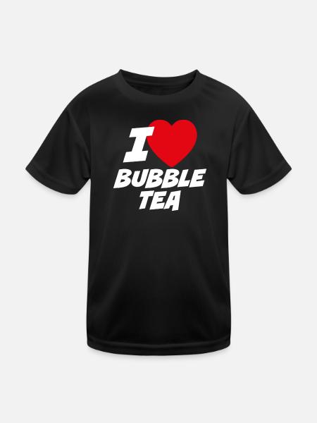 Ich liebe Bubble Tea - Kinder Funktions-T-Shirt - Schwarz - Vorne