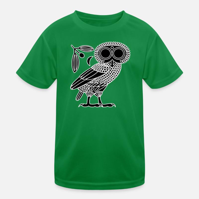 Hibou d’Athéna [Noir + Couronne et croissant] T-shirt sport Enfant