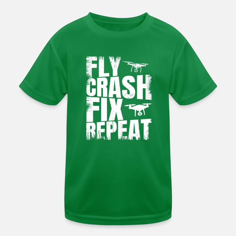 Fly_Crash_Fix_Repeat Kinder Funktions-T-Shirt