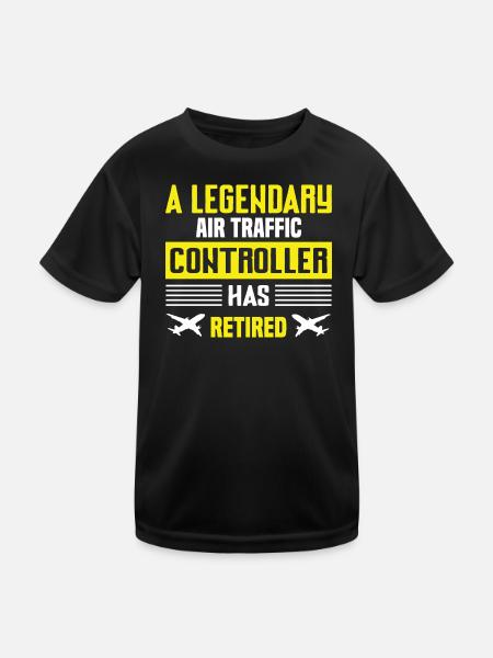 Luftverkehrs-Controller Ruhestand Humor - Kinder Funktions-T-Shirt - Schwarz - Vorne