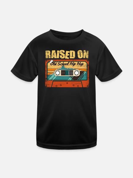 Raised On Old School Hip Hop 80s 90s Rap Style - Kids Functional T-Shirt - black - Front