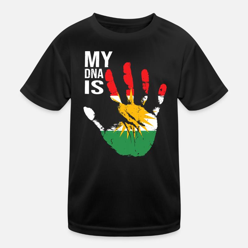 Kurdistan Kurds Hand Design with Flag - Kids Functional T-Shirt - black