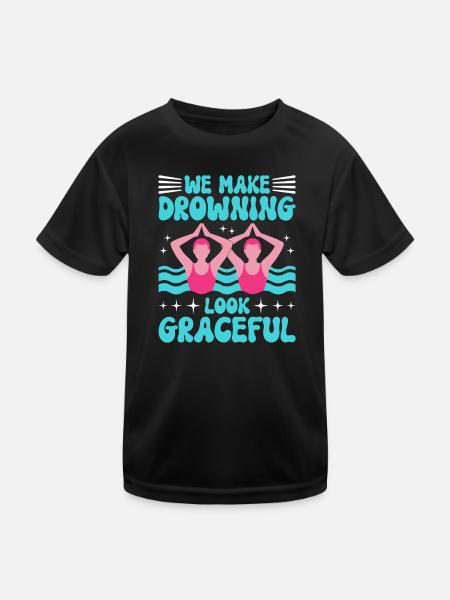 Synchronschwimmen Kunstschwimmen Wassersport - Kinder Funktions-T-Shirt - Schwarz - Vorne