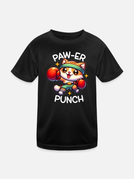 Boxerkatze - Kinder Funktions-T-Shirt - Schwarz
