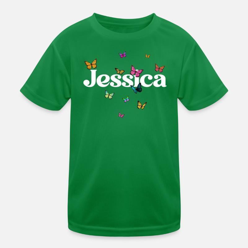 Schöner Mädchenname mit Schmetterlingen JESSICA Kinder Funktions-T-Shirt