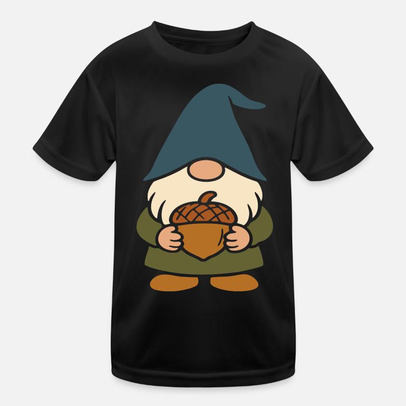 Gartenzwerg-Wichtel mit Eichel Motiv für'n Herbst Kinder Funktions-T-Shirt