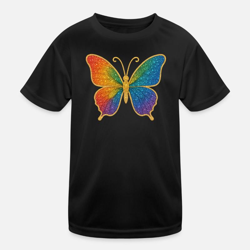 Glittering rainbow butterfly Kids Functional T-Shirt