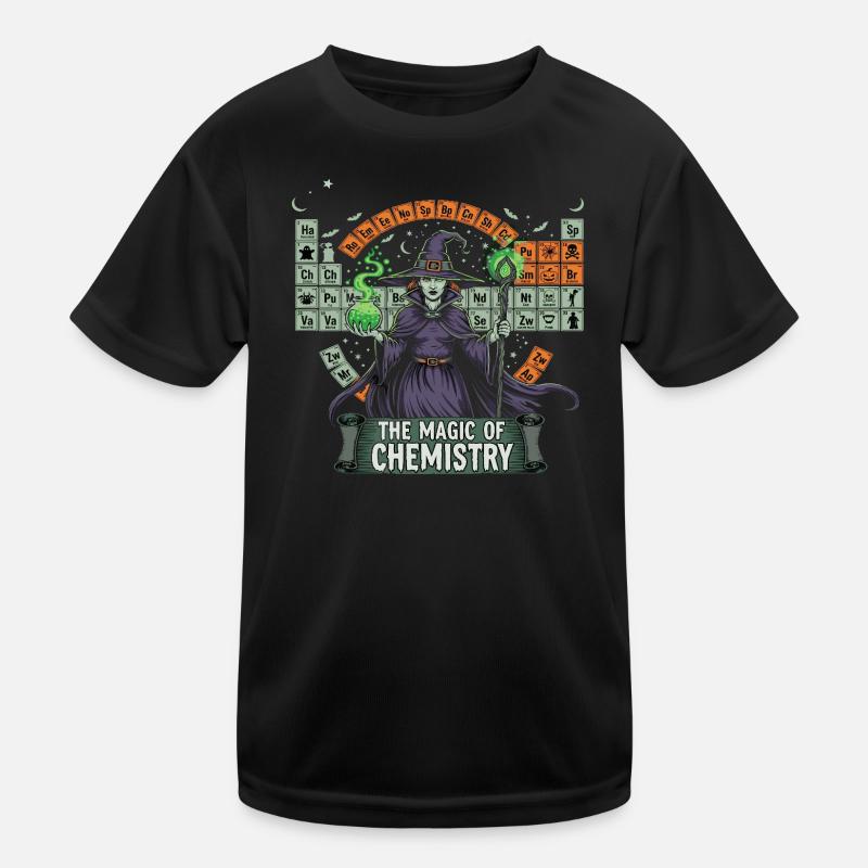 Witch with Potions and Periodic Table Kids Functional T-Shirt
